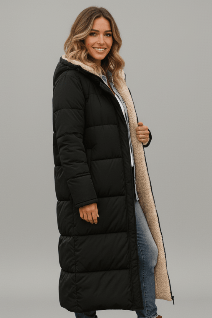 Jas Dames Lang Gewatteerd Capuchon – Winter | Miss Madera - Miss Madera MIS-JCCKNK