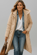 Jas Dames Lang Gewatteerd Capuchon – Winter | Miss Madera - Miss Madera MIS-GKO557