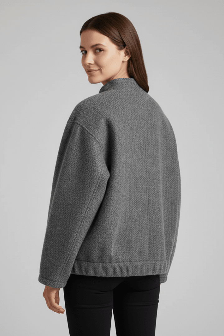 Jas Dames Oversized Geribbelde Kraag Rits – Dagelijks | Miss Madera - Miss Madera MIS-5V1X5O