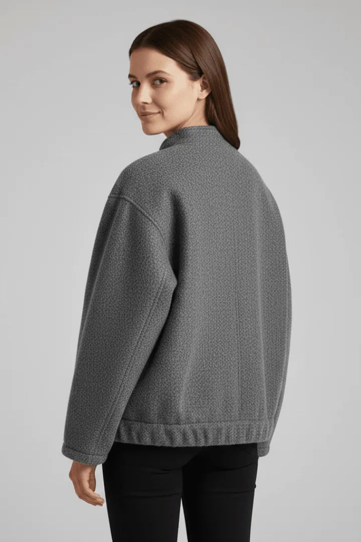 Jas Dames Oversized Geribbelde Kraag Rits – Dagelijks | Miss Madera - Miss Madera MIS-5V1X5O