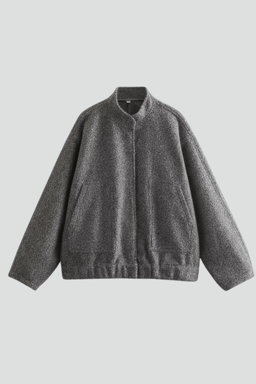 Jas Dames Oversized Geribbelde Kraag Rits – Dagelijks | Miss Madera - Miss Madera MIS-96C1OL