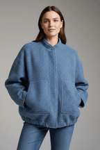 Jas Dames Oversized Geribbelde Kraag Rits – Dagelijks | Miss Madera - Miss Madera MIS-1ZZB70