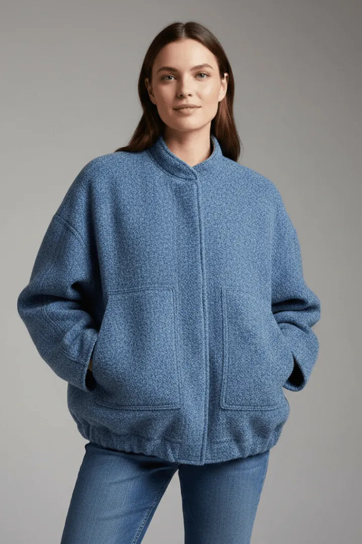 Jas Dames Oversized Geribbelde Kraag Rits – Dagelijks | Miss Madera - Miss Madera MIS-1ZZB70