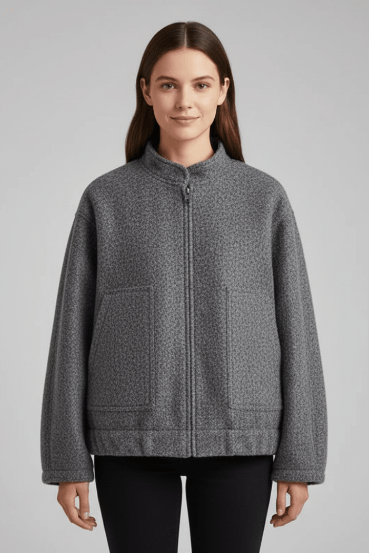 Jas Dames Oversized Geribbelde Kraag Rits – Dagelijks | Miss Madera - Miss Madera MIS-5V1X5O