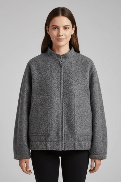 Jas Dames Oversized Geribbelde Kraag Rits – Dagelijks | Miss Madera - Miss Madera MIS-5V1X5O