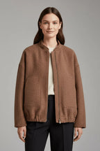 Jas Dames Oversized Geribbelde Kraag Rits – Dagelijks | Miss Madera - Miss Madera MIS-V9XHGI