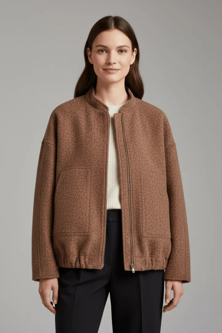 Jas Dames Oversized Geribbelde Kraag Rits – Dagelijks | Miss Madera - Miss Madera MIS-V9XHGI