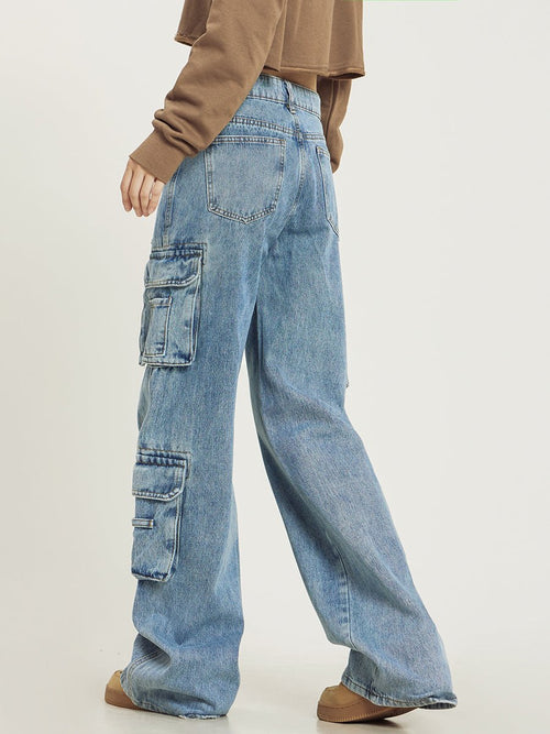 Jeans Dames Baggy Cargo Wijde Pijpen Denim – Festival | Miss Madera - Miss Madera MIS-GWNMQR