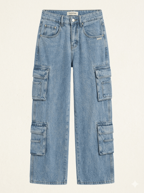 Jeans Dames Baggy Cargo Wijde Pijpen Denim – Festival | Miss Madera - Miss Madera MIS-GWNMQR