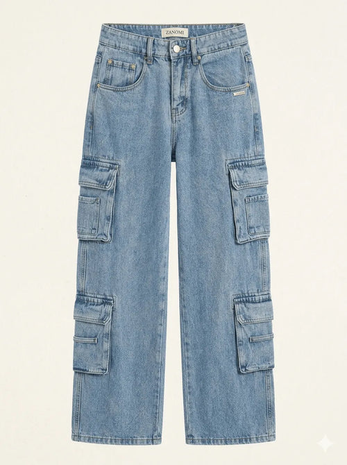 Jeans Dames Baggy Cargo Wijde Pijpen Denim – Festival | Miss Madera - Miss Madera MIS-GWNMQR