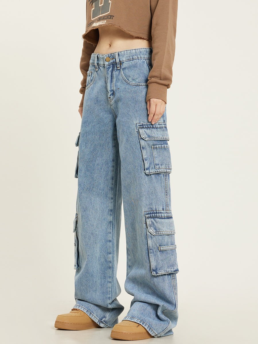 Jeans Dames Baggy Cargo Wijde Pijpen Denim – Festival | Miss Madera - Miss Madera MIS-GWNMQR