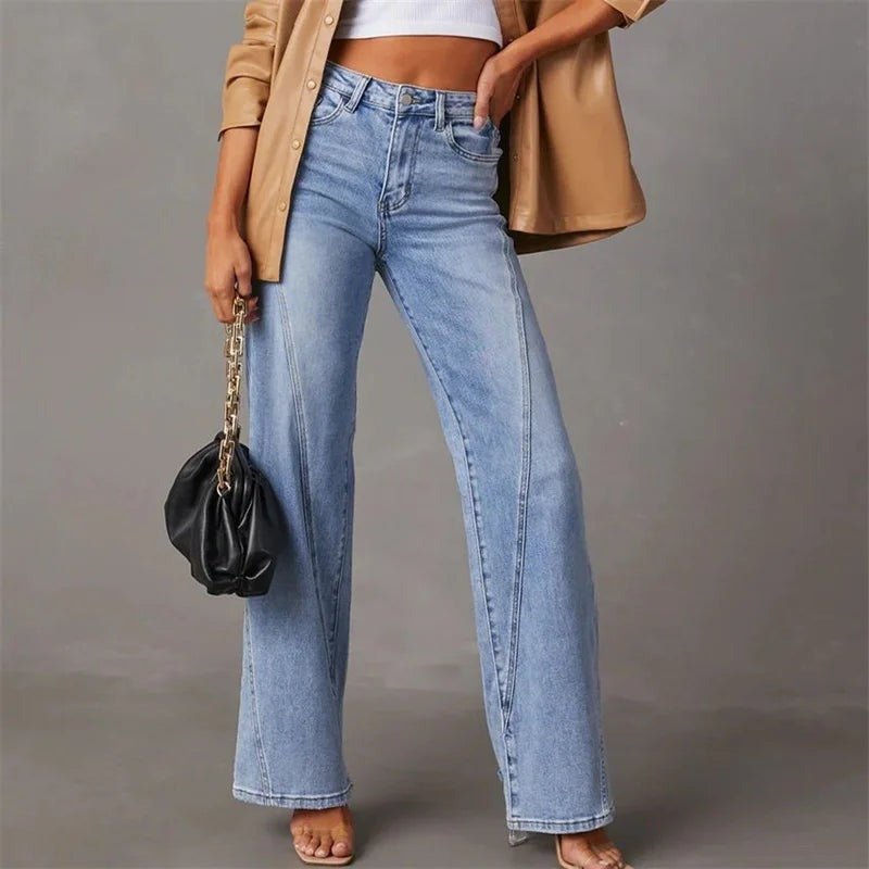 Jeans Dames Hoge Taille Wijde Pijpen Denim – Casual | Miss Madera - Miss Madera MIS-13Q47T-S