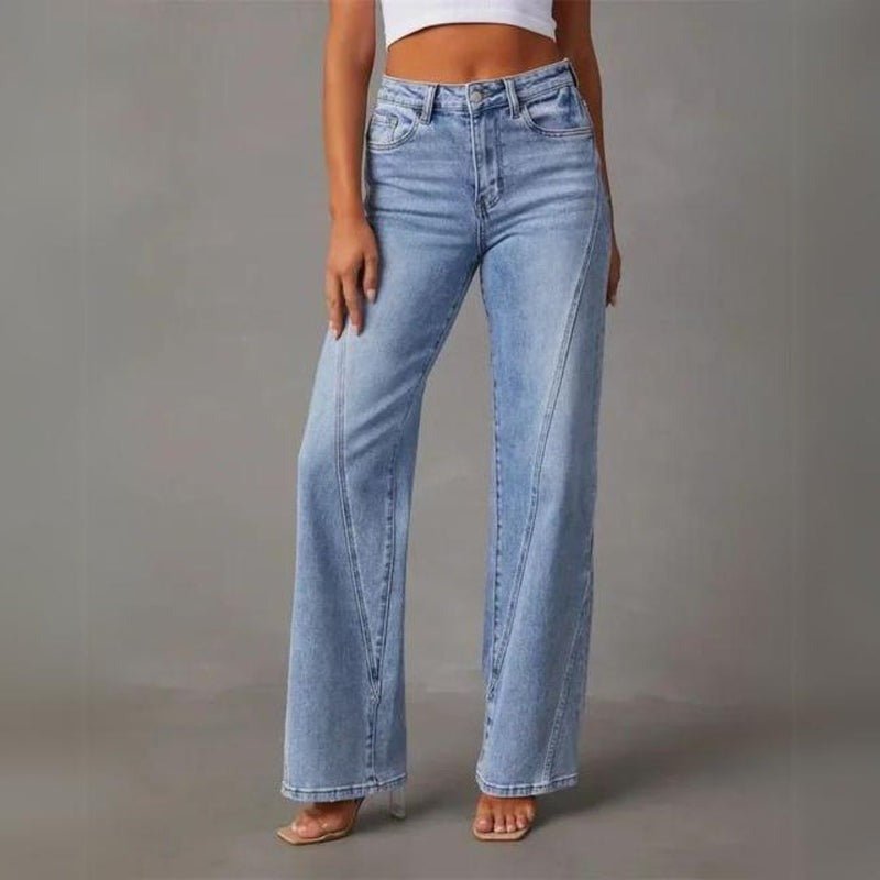 Jeans Dames Hoge Taille Wijde Pijpen Denim – Casual | Miss Madera - Miss Madera MIS-13Q47T-S