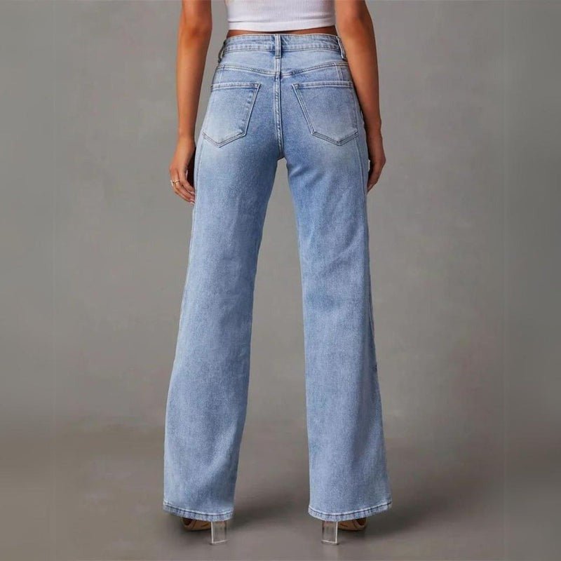 Jeans Dames Hoge Taille Wijde Pijpen Denim – Casual | Miss Madera - Miss Madera MIS-13Q47T-S