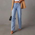 Jeans Dames Hoge Taille Wijde Pijpen Denim – Casual | Miss Madera - Miss Madera MIS-13Q47T-S