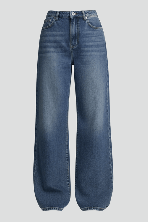 Jeans Dames Wijde Pijpen Fleece Gevoerd Denim – Winter | Miss Madera - Miss Madera MIS-CK20DZ