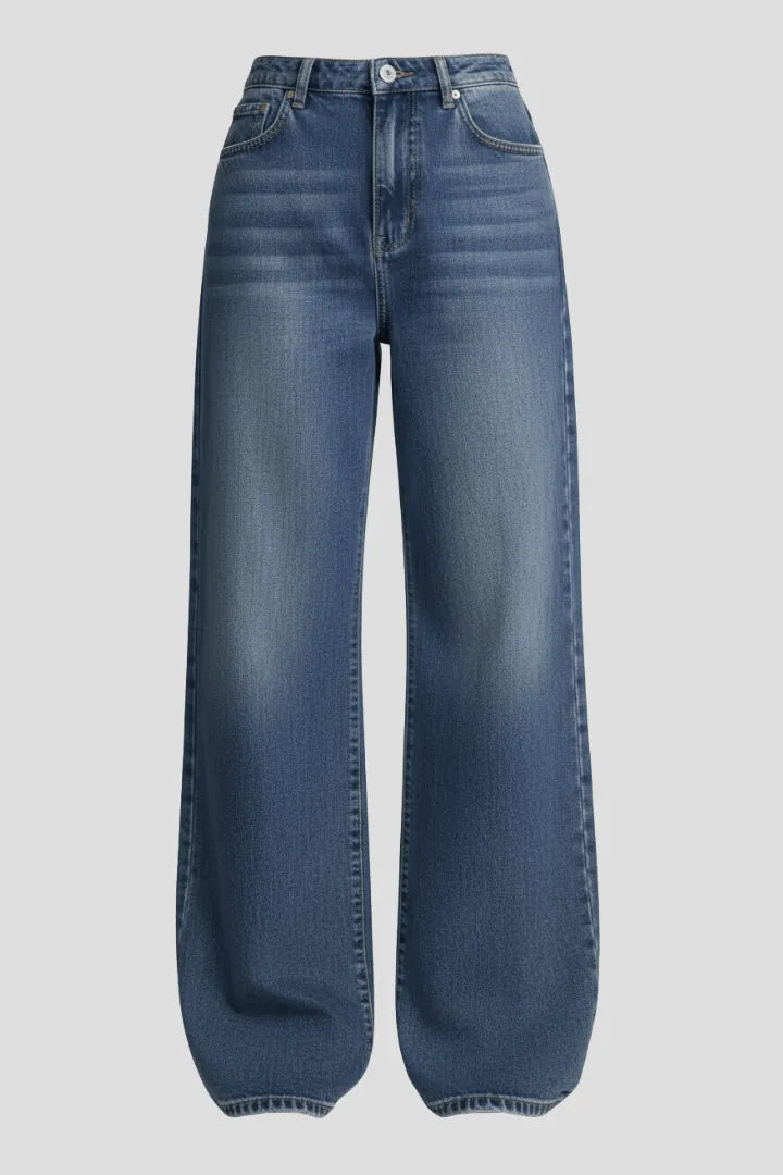 Jeans Dames Wijde Pijpen Fleece Gevoerd Denim – Winter | Miss Madera - Miss Madera MIS-CK20DZ