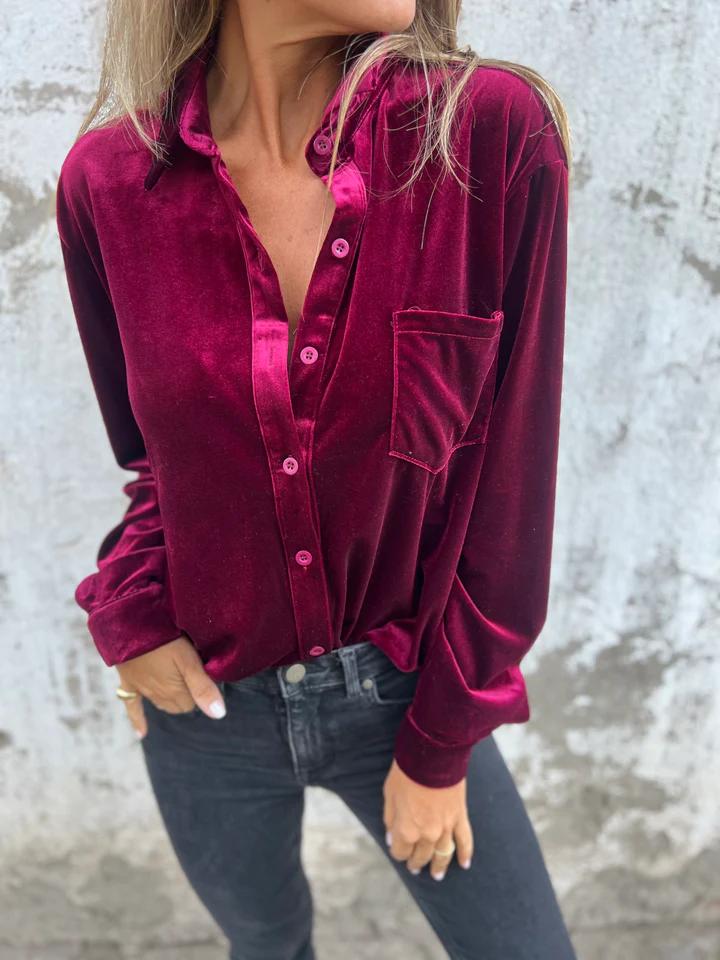 Blouse Dames Overhemdstijl Figuurvriendelijk Herfst - Rood