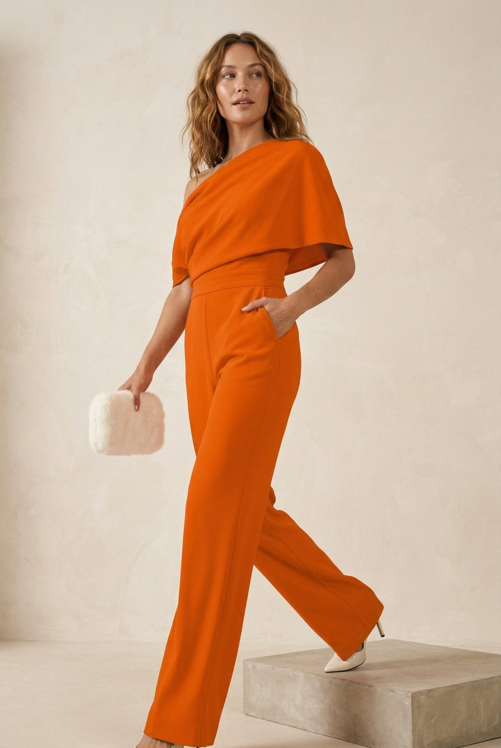 Jumpsuit Asymmetrisch Oranje - Miss Madera