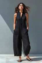 Jumpsuit Dames Mouwloos Wijde Pijpen Linnen – Zomer | Miss Madera - Miss Madera MIS-6VCQ0Y
