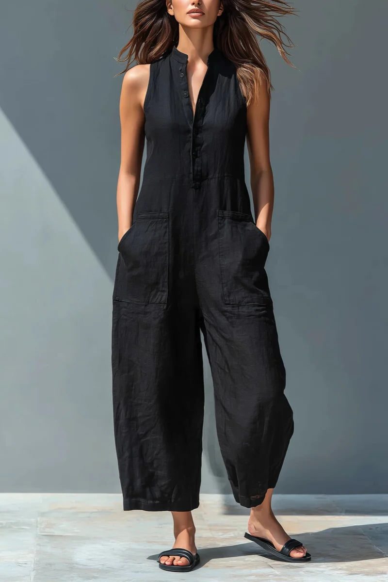 Jumpsuit Dames Mouwloos Wijde Pijpen Linnen – Zomer | Miss Madera - Miss Madera MIS-6VCQ0Y