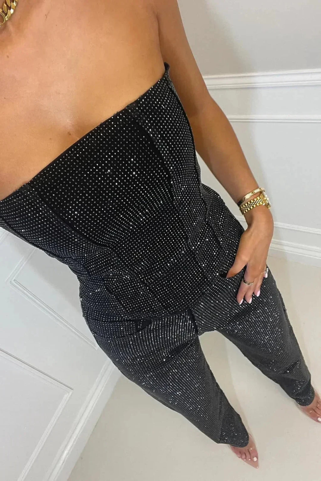 Jumpsuit Dames Strapless Zwart | Casual - Effen - Miss Madera