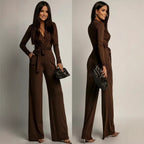 Jumpsuit Dames | V - hals Hoge Taille Wijde Pijp - Miss Madera