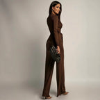 Jumpsuit Dames | V - hals Hoge Taille Wijde Pijp - Miss Madera