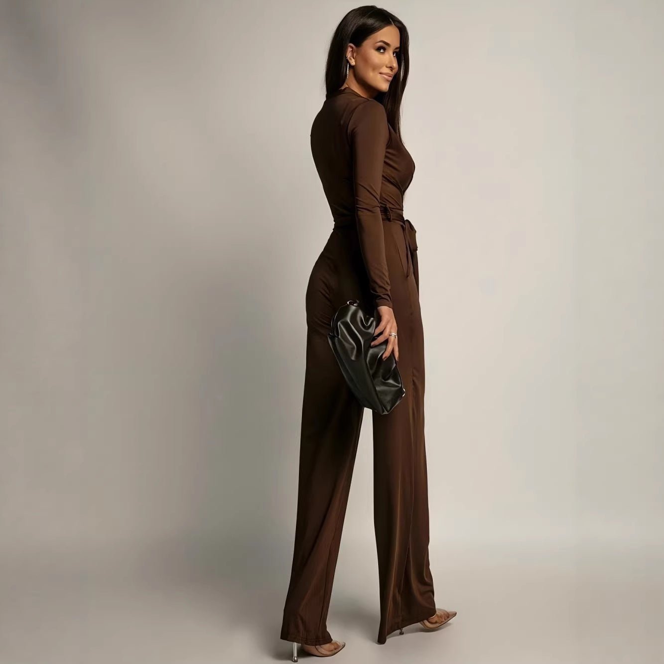 Jumpsuit Dames | V - hals Hoge Taille Wijde Pijp - Miss Madera