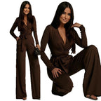 Jumpsuit Dames | V - hals Hoge Taille Wijde Pijp - Miss Madera