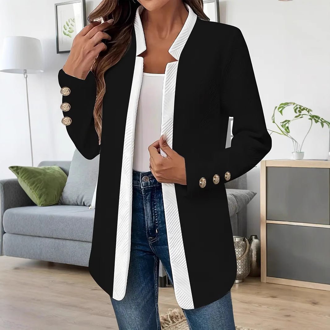 Jurk Dames Getailleerd Contrastkraag Knopen – Kantoor | Miss Madera - Miss Madera MIS-HE4S65