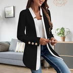 Jurk Dames Getailleerd Contrastkraag Knopen – Kantoor | Miss Madera - Miss Madera MIS-HE4S65