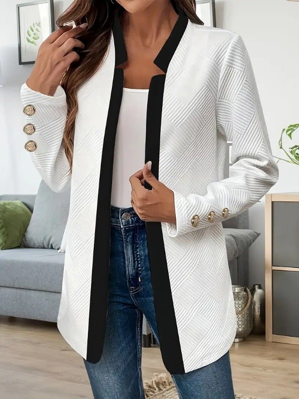 Jurk Dames Getailleerd Contrastkraag Knopen – Kantoor | Miss Madera - Miss Madera MIS-WRO3PB