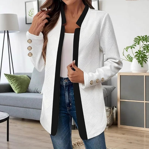 Jurk Dames Getailleerd Contrastkraag Knopen – Kantoor | Miss Madera - Miss Madera MIS-HE4S65