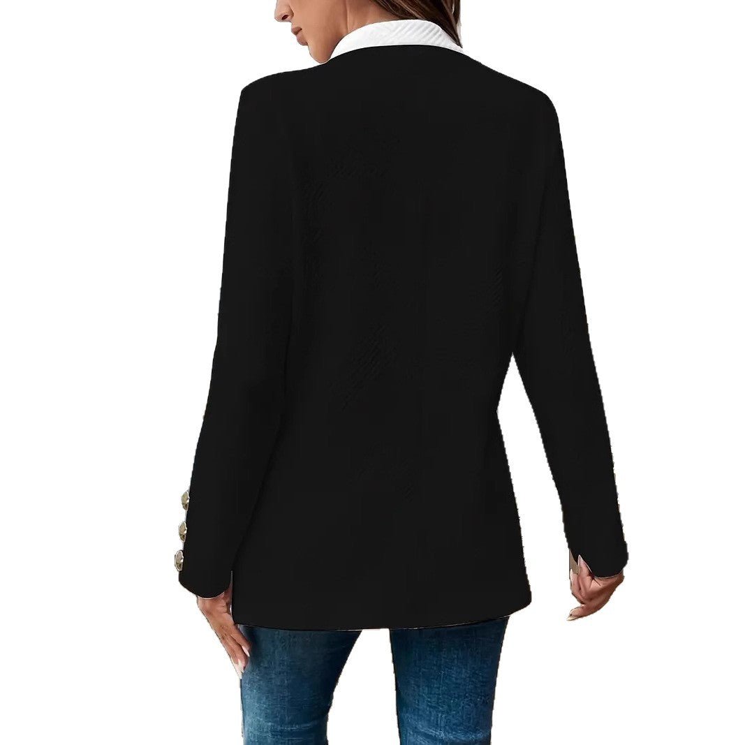 Jurk Dames Getailleerd Contrastkraag Knopen – Kantoor | Miss Madera - Miss Madera MIS-HE4S65
