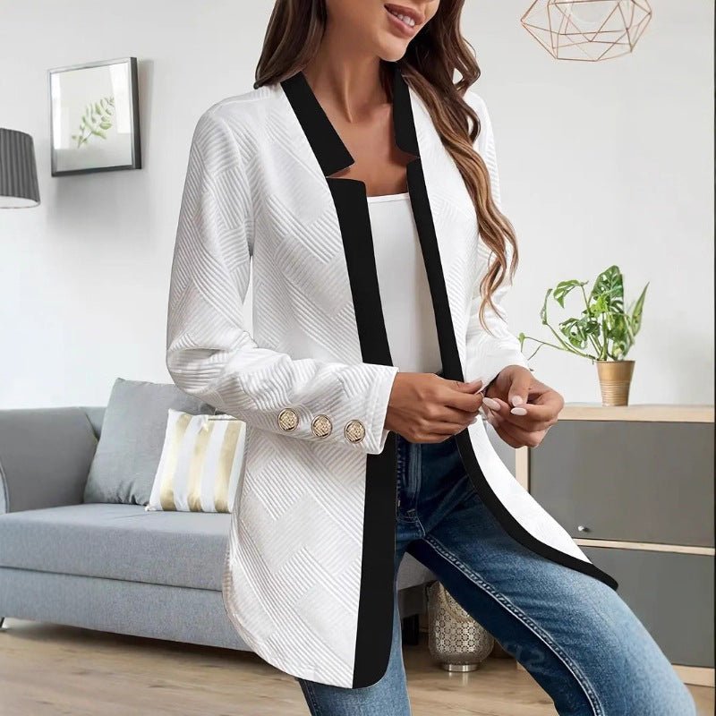 Jurk Dames Getailleerd Contrastkraag Knopen – Kantoor | Miss Madera - Miss Madera MIS-HE4S65