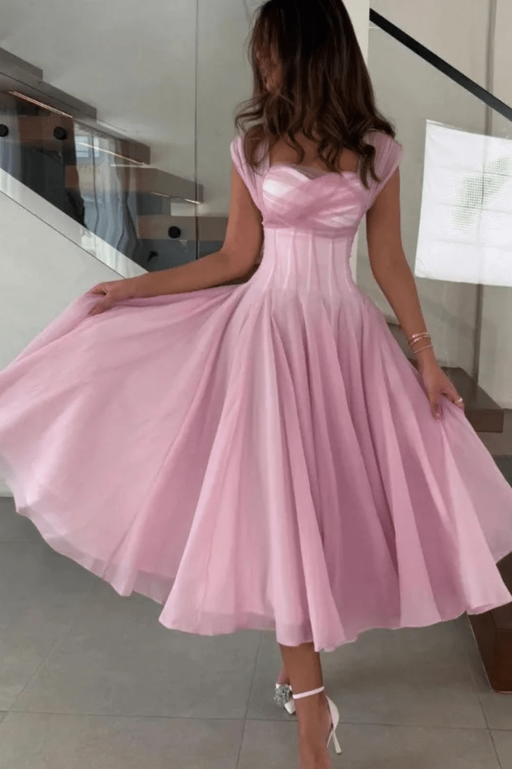 Jurk Dames Midi A-lijn Sweetheart Tule – Bruiloft | Miss Madera - Miss Madera MIS-SKOW0U