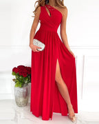 Jurk Dames One-Shoulder Maxi Split – Gala Bruiloft | Miss Madera - Miss Madera MIS-GVGD34