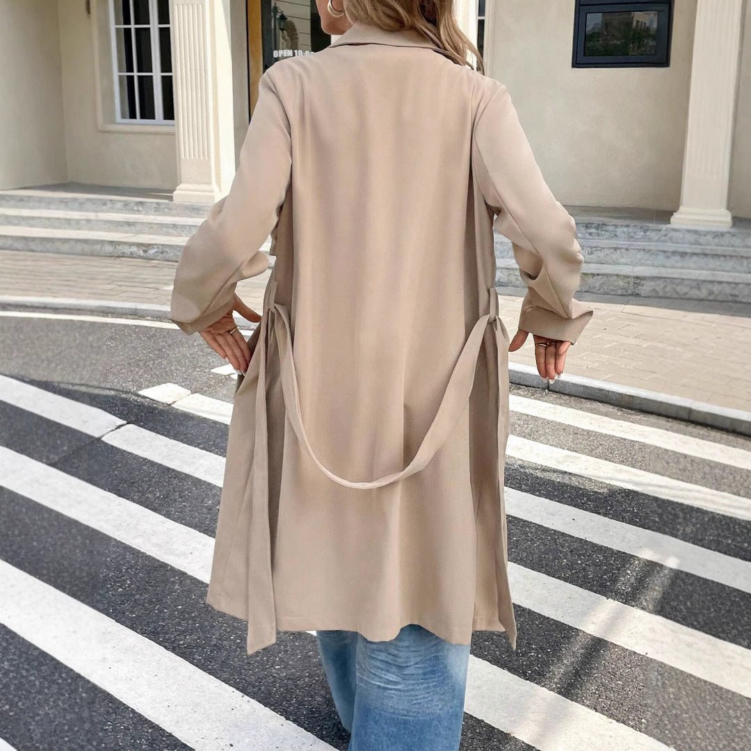 Jurk Dames Trenchcoat Stijl Knoopsluiting – Kantoor | Miss Madera - Miss Madera MIS-AMMHLP
