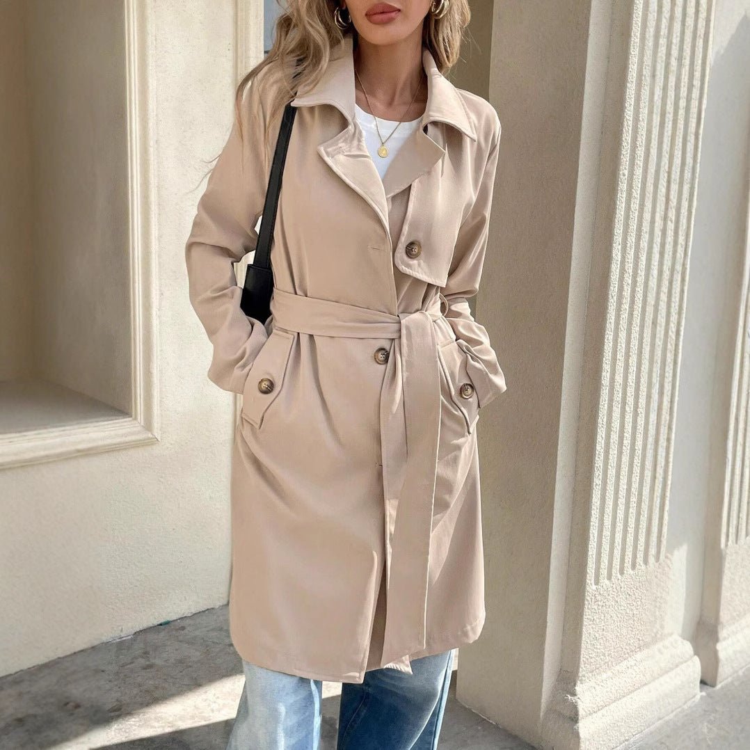 Jurk Dames Trenchcoat Stijl Knoopsluiting – Kantoor | Miss Madera - Miss Madera MIS-AMMHLP