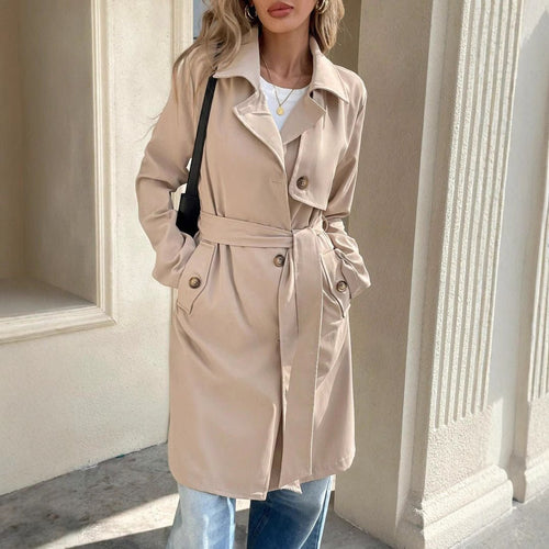 Jurk Dames Trenchcoat Stijl Knoopsluiting – Kantoor | Miss Madera - Miss Madera MIS-AMMHLP