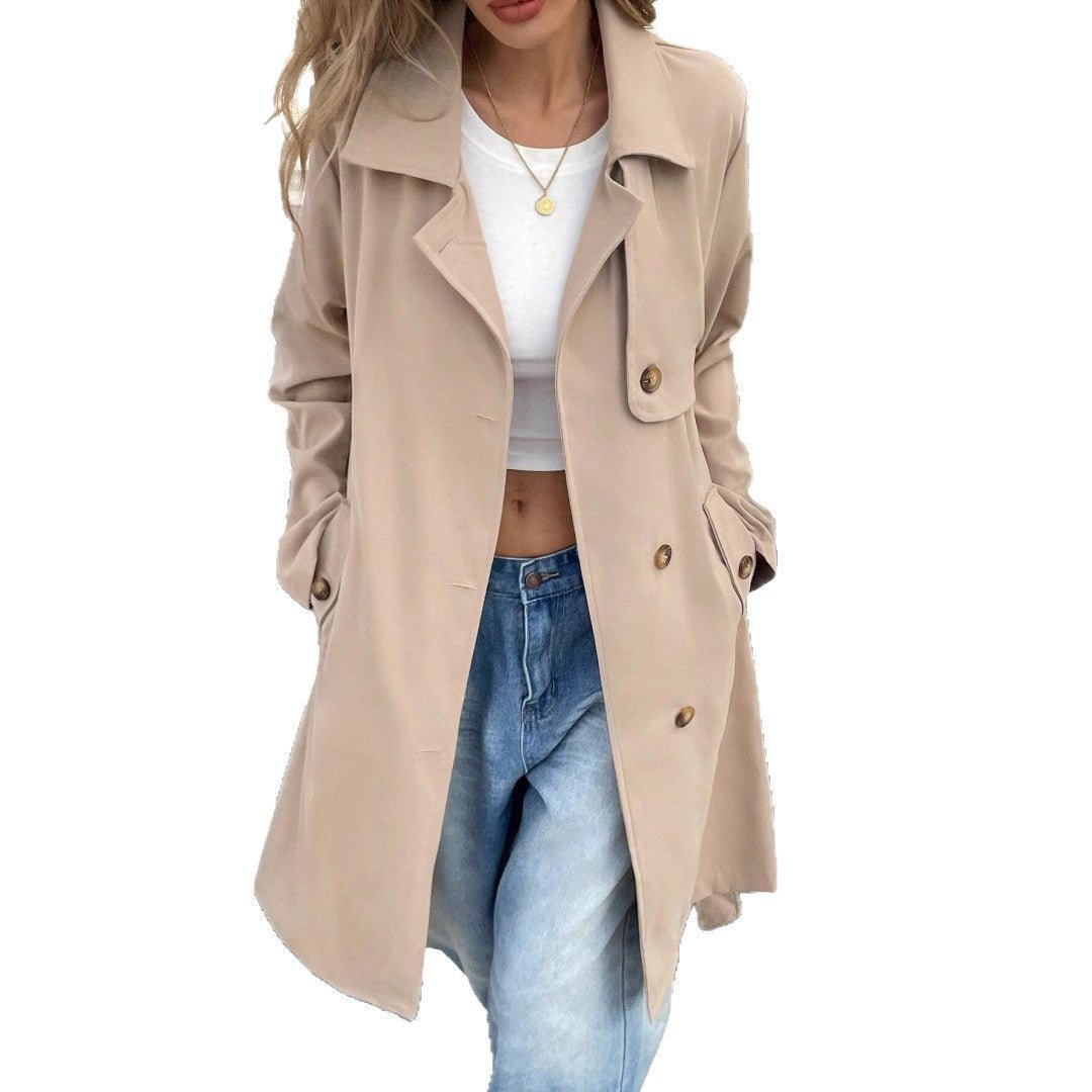 Jurk Dames Trenchcoat Stijl Knoopsluiting – Kantoor | Miss Madera - Miss Madera MIS-AMMHLP