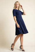 Jurk Marineblauw Getailleerd met Zijzakken Miss Madera - Miss Madera