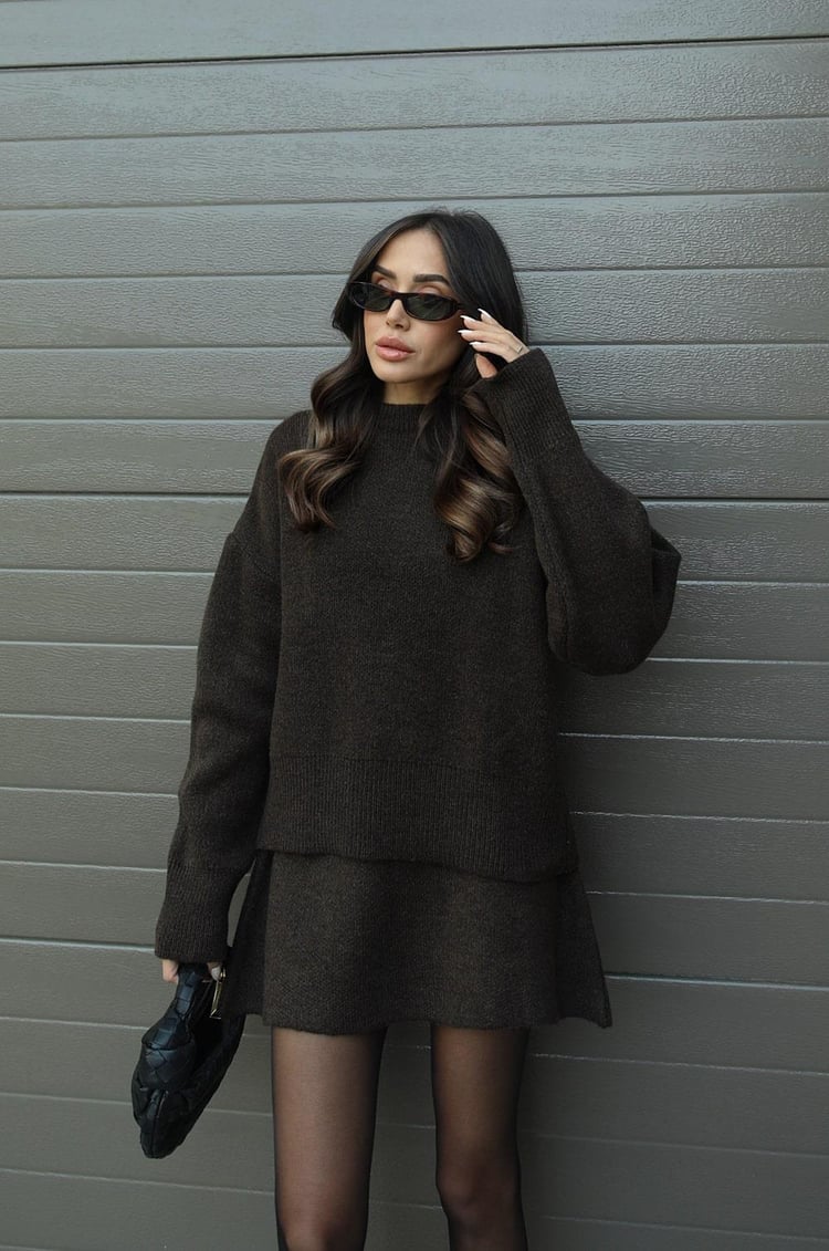 Miss | Tweedelige Set Dames Trui + Rok - Co-ord Set Wol