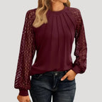 Kant Blouse Dames | Kanten Inzetstukken Regular Fit - Miss Madera