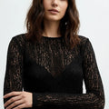 Kanten Top Dames | Slim Fit Avond Doorschijnend - Miss Madera