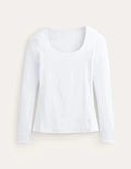 Katoenen Longsleeve Dames | Scoop Hals Relaxed Fit - Miss Madera
