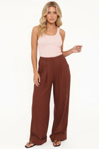 Katoenen Wide Leg Broek Dames | Voorplooien Relaxed - Miss Madera