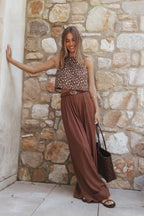 Katoenen Wide Leg Broek Dames | Voorplooien Relaxed - Miss Madera