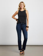 Katoenmix Tanktop Dames – Zwart | Relaxed Fit Gebreid - Miss Madera